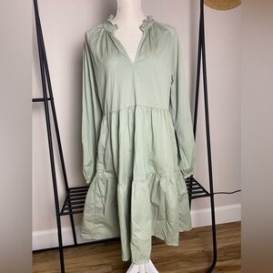 Sundry Tiered Long Sleeve Cotton Baby Doll Dress Size 3 NEW